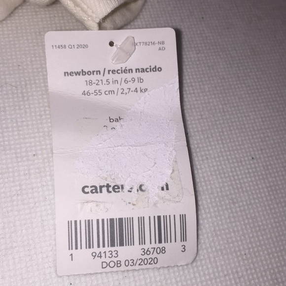 Carter’s Baby Infant Girls Newborn Diaper Shirt New with Tags NB - Picture 10 of 11